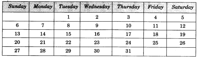 NCERT Solutions for Class 3 Mathematics Chapter-7 Time Goes On Calendar Magic Q6.1