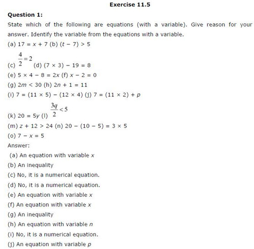 NCERT Solutions For Class 6 Maths Algebra Exercise 11.5 Q1
