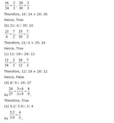 NCERT Solutions For Class 6 Maths Ratios and Proportions Exercise 12.2 Q3