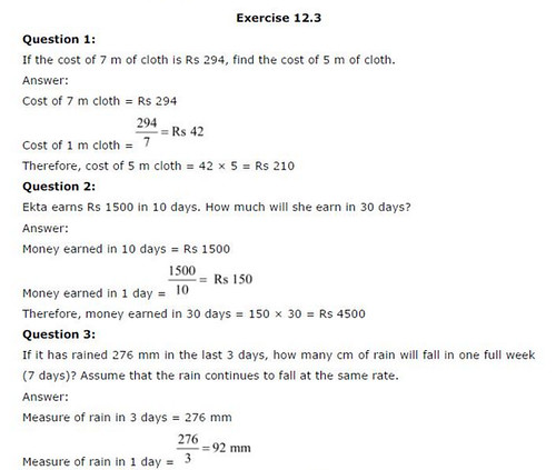 NCERT Solutions For Class 6 Maths Ratios and Proportions Exercise 12.3 Q1