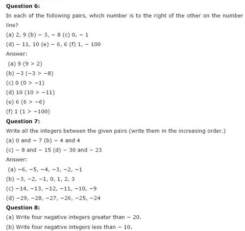 NCERT Solutions for Class 6 Maths Chapter 6 Integers Ex 6.1 Q5
