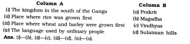 NCERT Solutions for Class 6 Social Science History Chapter 1 What, Where, How and When Matching Skills
