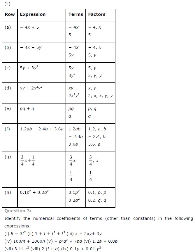 NCERT Solutions for Class 7 Maths Chapter 12 Algebraic Expressions Ex 12.1 Q3