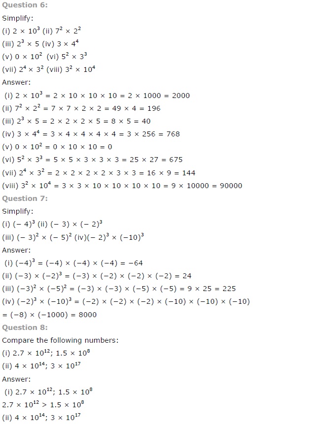 NCERT Solutions for Class 7 Maths Chapter 13 Exponents and Powers Ex 13.1 Q3