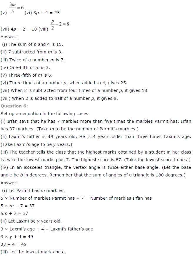 NCERT Solutions for Class 7 Maths Chapter 4 Simple Equations Ex 4.1 Q5