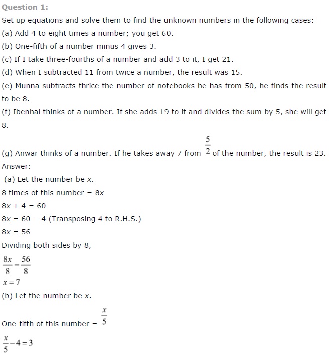 NCERT Solutions for Class 7 Maths Chapter 4 Simple Equations Ex 4.4 Q1