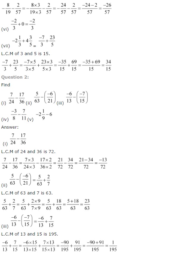 NCERT Solutions for Class 7 Maths Chapter 9 Rational Numbers Ex 9.2 Q2