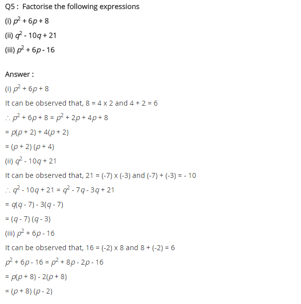 NCERT Solutions for Class 8 Maths Chapter 14 Factorisation Ex 14.2 Q5