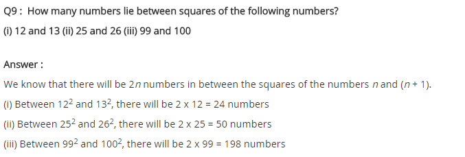 NCERT Solutions for Class 8 Maths Chapter 6 Squares and Square Roots Ex 6.1 Q9