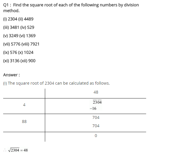 NCERT Solutions for Class 8 Maths Chapter 6 Squares and Square Roots Ex 6.4 q-1