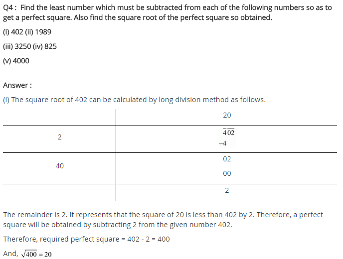 NCERT Solutions for Class 8 Maths Chapter 6 Squares and Square Roots Ex 6.4 q-4