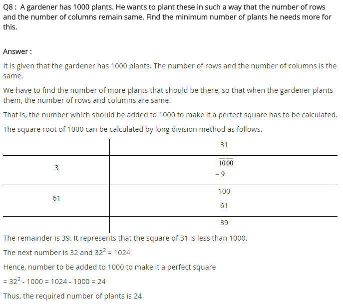 NCERT Solutions for Class 8 Maths Chapter 6 Squares and Square Roots Ex 6.4 q-8
