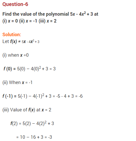 NCERT Solutions for Class 9 Maths Chapter 2 Polynomials Ex 2.2 Q6