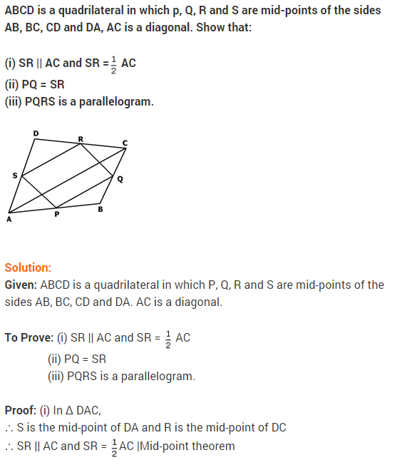 NCERT Solutions for Class 9 Maths Chapter 8 Quadrilaterals Ex 8.2 q1