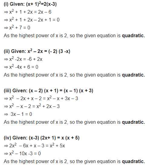 NCERT Solutions for Class 10 Maths Chapter 4 Quadratic Equations Ex 4.1 Free PDF Download Q1