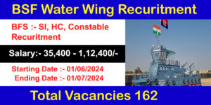 BSF Group B & C Water Wing Various Post Recruitment 2024